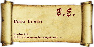 Bese Ervin névjegykártya